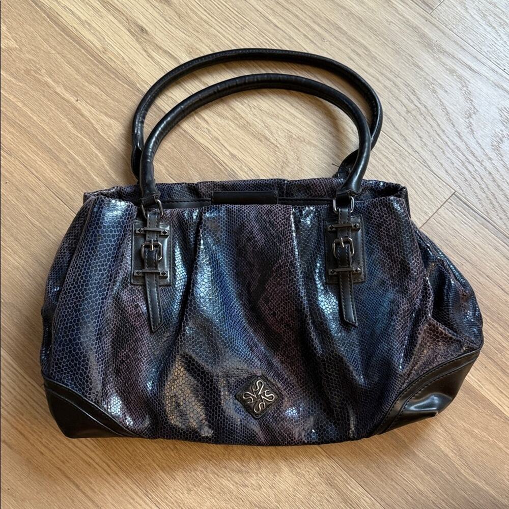 Simply Vera Blue Purple Black Snake Textured Women's Handbag